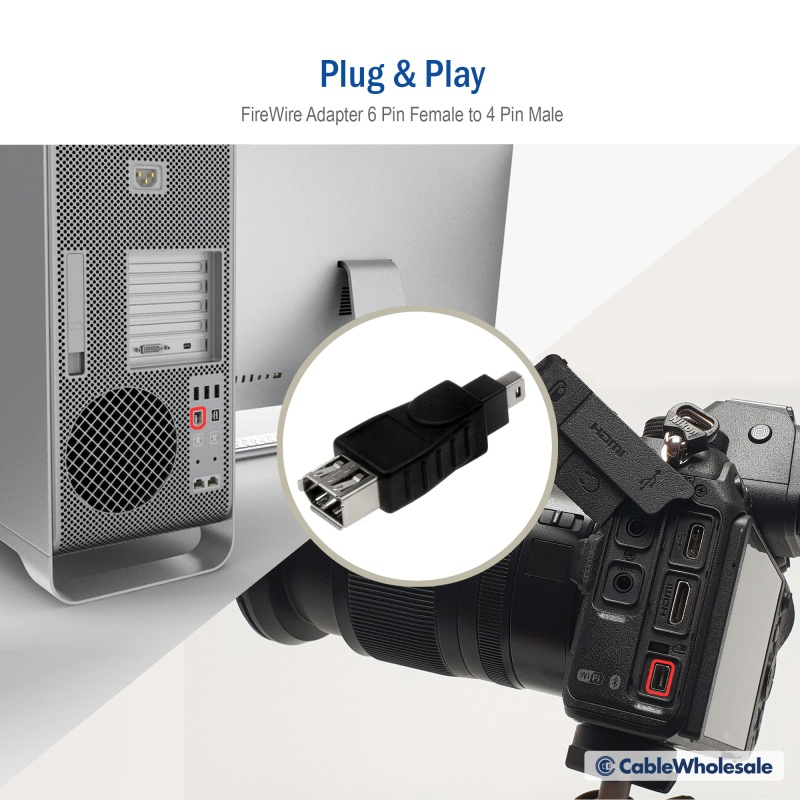 Firewire Adapter 6 Pin Female To 4 Pin Male Ieee1394a