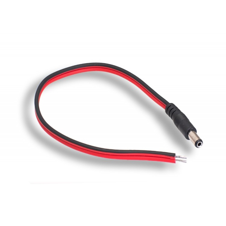 Dc Power Male Pigtails With 19 Awg Bare Wire Lead, 1Ft