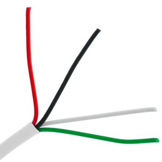 500Ft Shielded Plenum White Security Cable, 18/4 Stranded