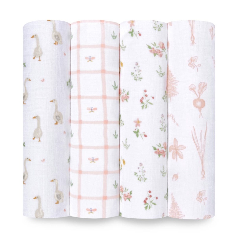 Essentials Cotton Muslin Swaddle Blanket 4 Pack