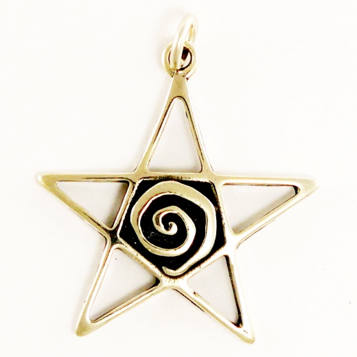 Spiral Star Sterling Silver Charm