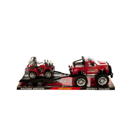 Friction Powered Fire Rescue Trailer Truck With Atv