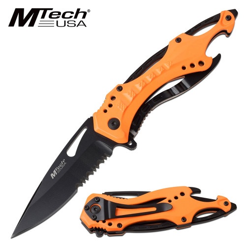 Mtech Knife With Neon Orange Handle