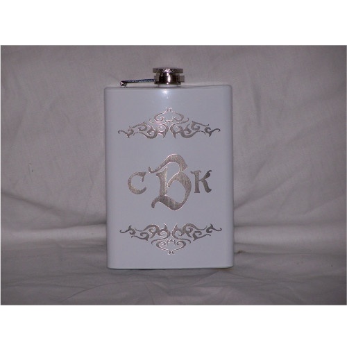 Personalized White 8Oz Hip Flask
