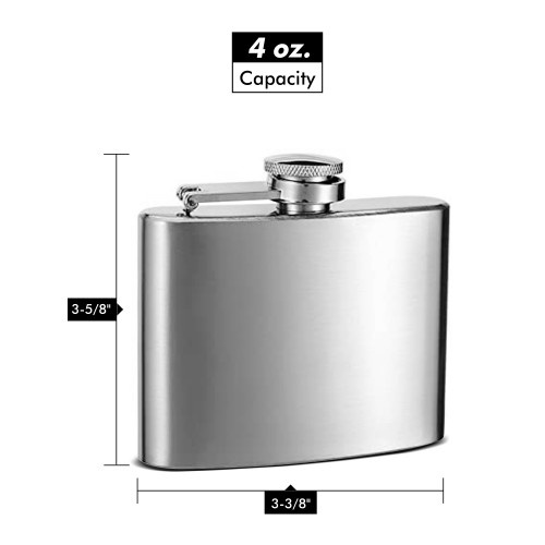 4Oz Hip Flask, Stainless Steel