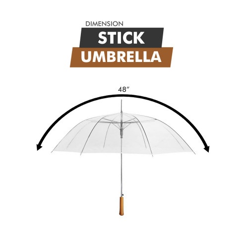 Clear Rain Umbrella - 48" Across - Auto Open - Rip-Resistant - Resin Handle - Light Strong Metal Shaft And Ribs - Perfect For 1 Person