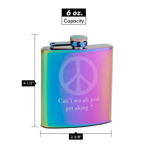 6Oz Rainbow Colored Hip Flask