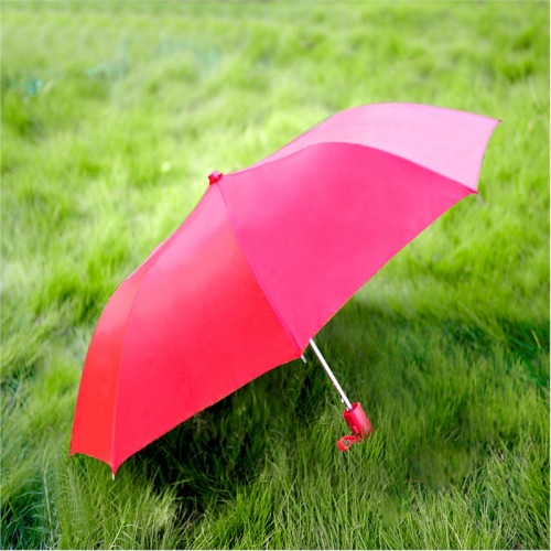 Compact Umbrella - Red - Great For Travel - Lightweight - 41" Canopy - 20.5" Long When Open - Push Button Auto - Polyester - Flat Top