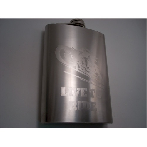Motorcycle Engraved Hip Flask