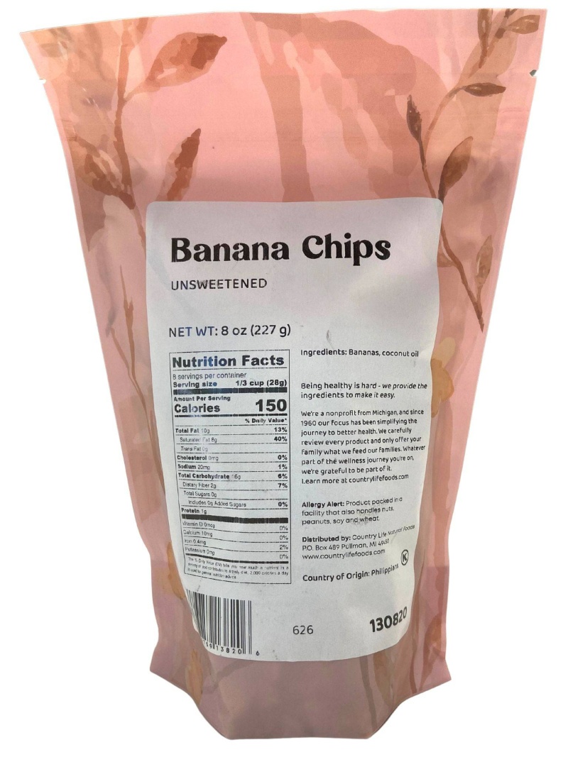 Banana Chips, Unsweetened