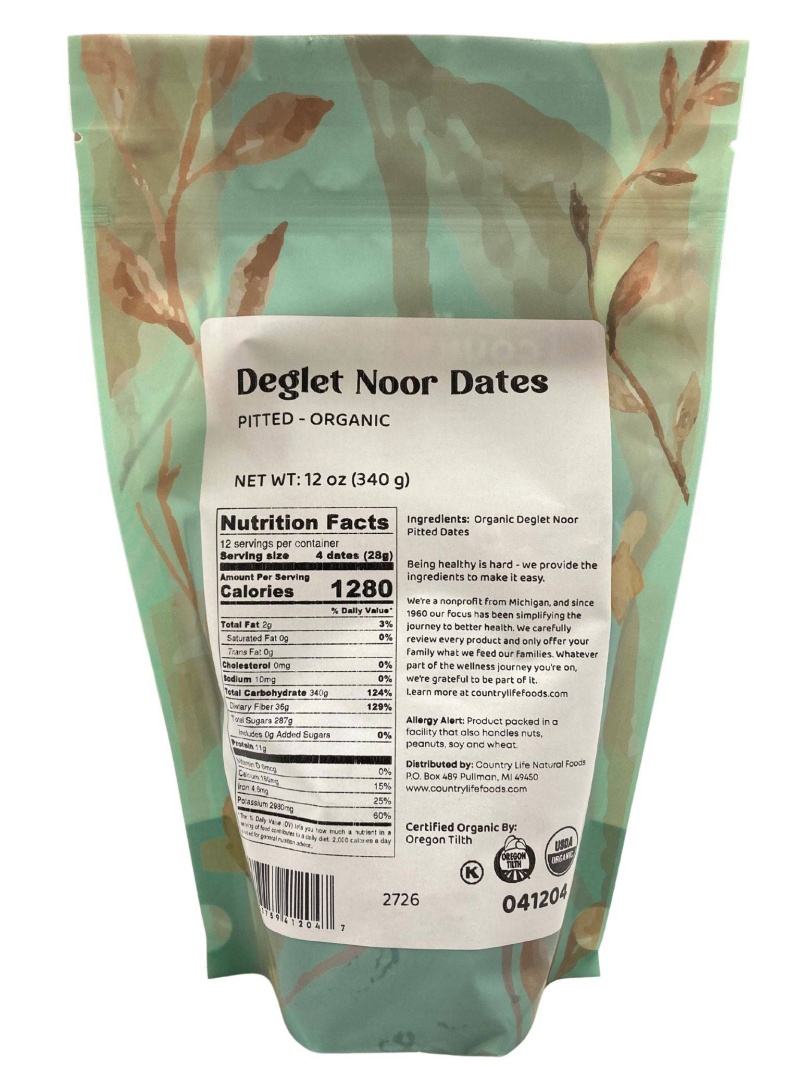 Dates, Deglet Noor, Pitted, Organic