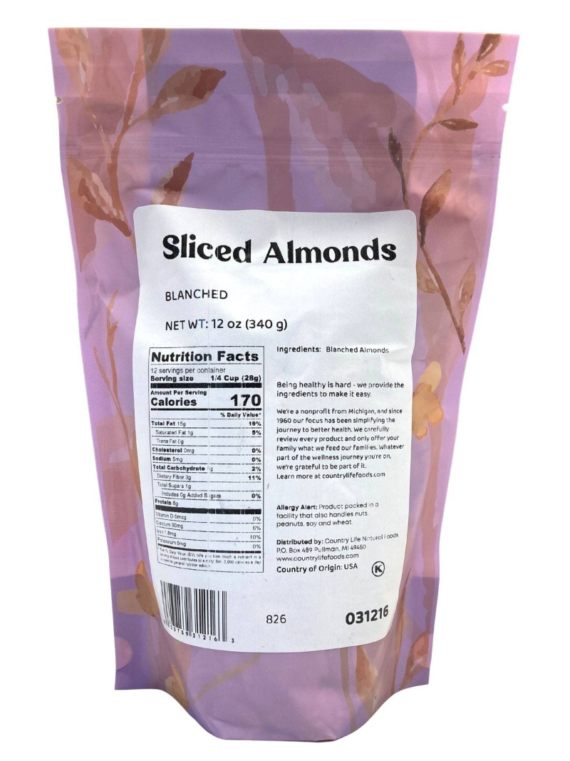 Almonds, Blanched, Sliced