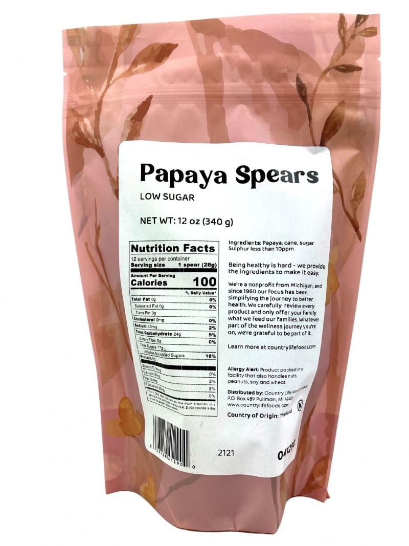 Papaya Spears, Low Sugar