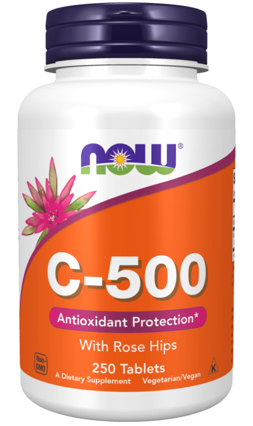 NOW C-500 Tablets - 250 Tablets - High-Quality Vitamin C Supplement with Rose Hips