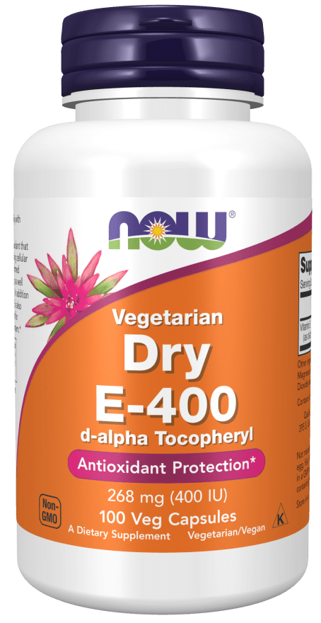 NOW Dry E-400 D-Alpha Tocopheryl - 100 Vcaps