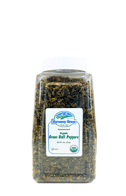 Organic Green Bell Pepper, Dried, 9 Oz