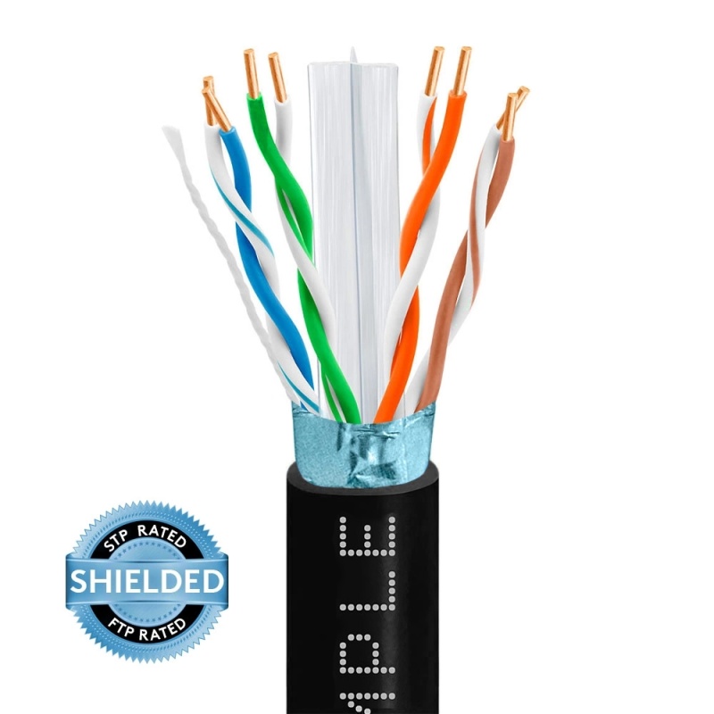 1000ft Shielded Blue Cat6 Ethernet Spool, Solid, Bulk