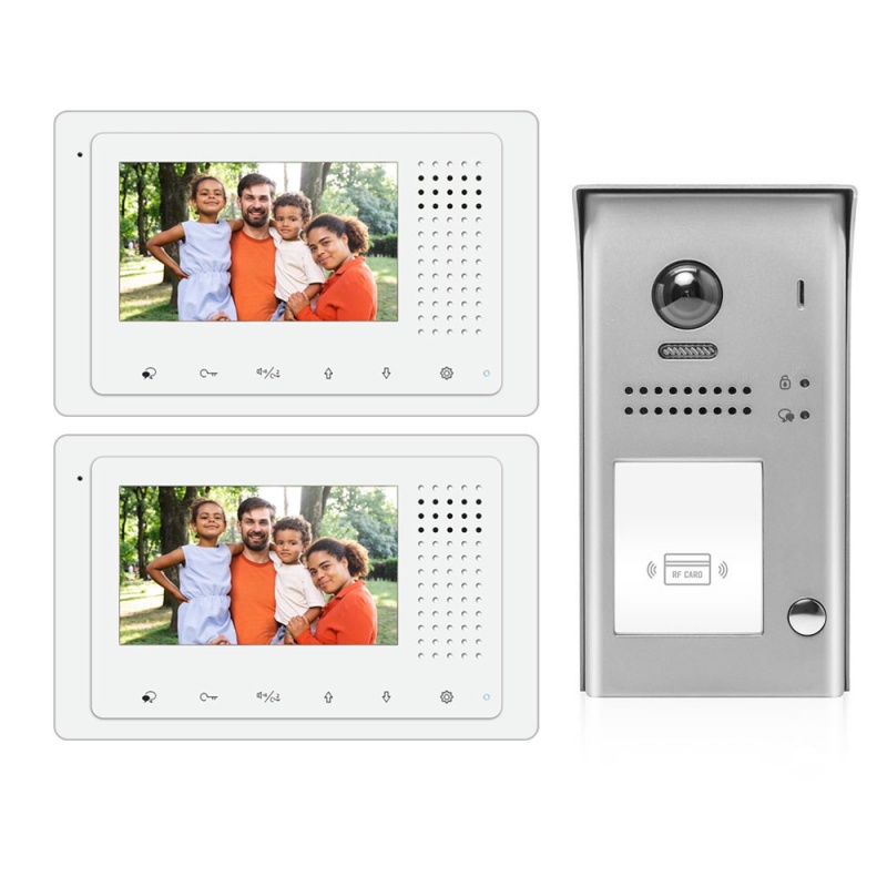 Video Intercom System, Dk43321s/Id - 1 Apartment With 2 Color - 4.3 Inch Monitor, 2 Wire Audio/ Video Doorbell Intercom System Entry Kit