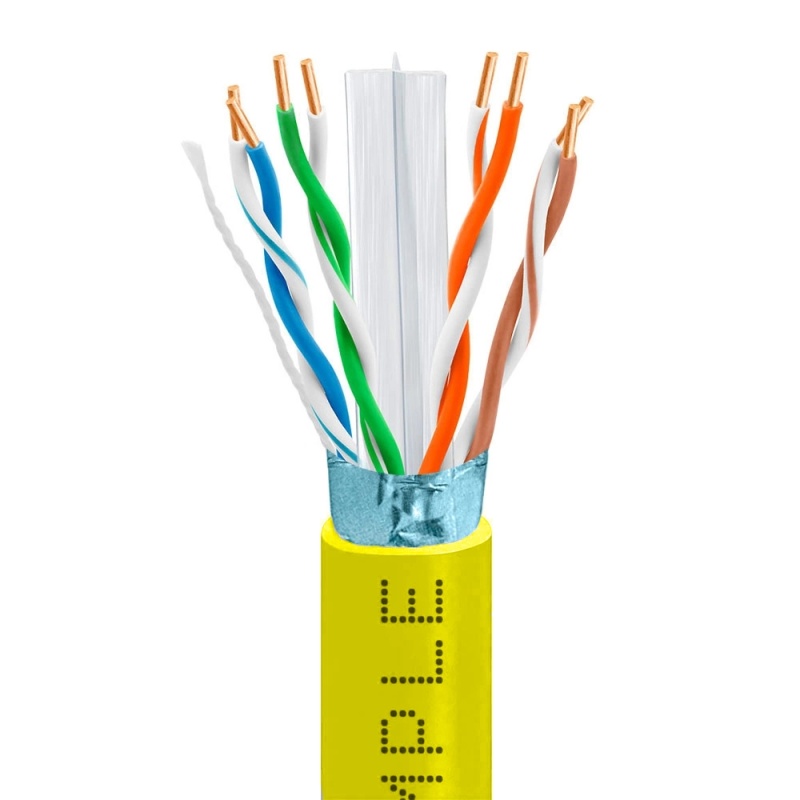 1000Ft Cat 6 Riser Ethernet Cable Yellow | Shielded | Cmr, Ftp, 23Awg