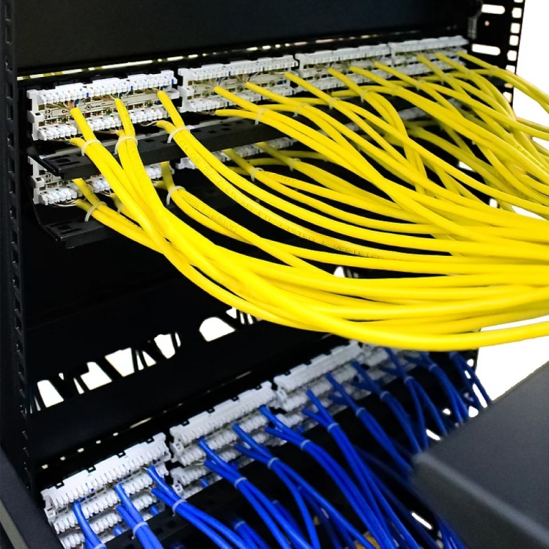 Wavenet - 42U Standing Server Cabinet 40 In Deep For 19” Network & Data Equipment Rack With Built-In Fans, Secure Locking Doors, Enclosure On Wheels/Casters - Black