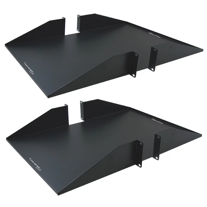 Wavenet – 19" Wide Double‐Sided 2U Cantilever Shelf, Rack Mount, Weight Capacity 50Lb, 25" Deep Tray, Heavy Duty Steel, Black – Pack Of 2