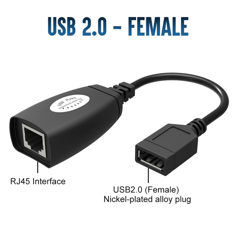 Usb Rj45 Lan Cable Extension, Ethernet Cable Extension Cable Up To 150Ft, Ethernet Connector Adapter Kit - Pair