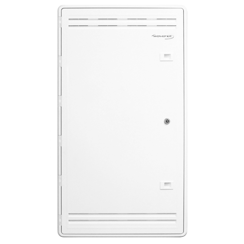 Wavenet - 30 Inch Plastic Enclosure Wi‐Fi Friedly With Lockable Hinged Vented Door For Home Structured Low Voltage Wiring - White