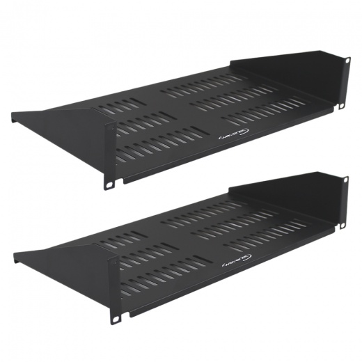 Wavenet 19" Wide 2U Rack Mount Vented Shelf - 50Lbs Weight Capacity, 10" Deep Tray, Steel, Black