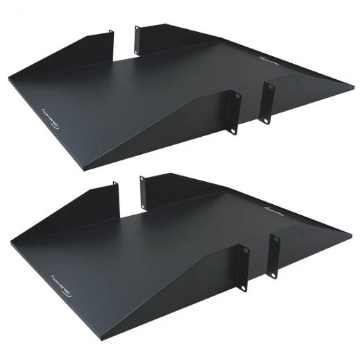 Wavenet 19" Wide Double‐Sided 2U Cantilever Shelf - Rack Mount, Weight Capacity 50Lb, 25" Deep Tray, Heavy Duty Steel, Black