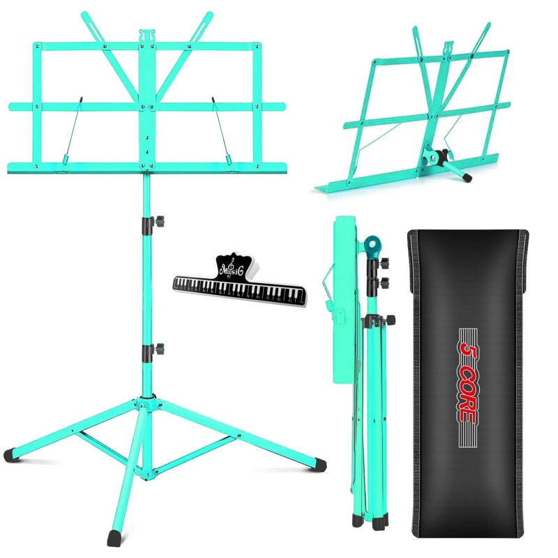 Retractable Note Stand 5Core Music Stand For Sheet Music – Portable Tripod, Adjustable Folding ...