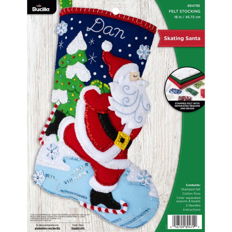 Bucilla Seasonal - Felt - Stocking Kits - Skating Santa