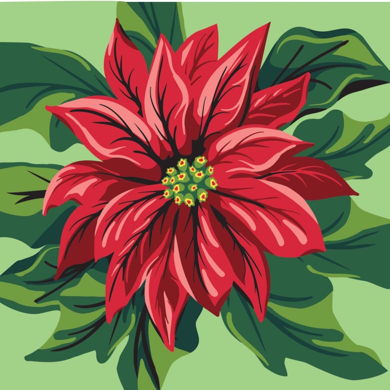 Plaid Let's Paint Modern Paint-By-Number - Poinsettia