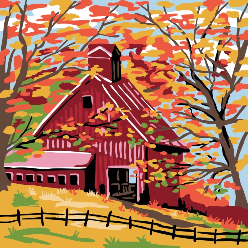Plaid Let's Paint Modern Paint-By-Number - Fall Barn