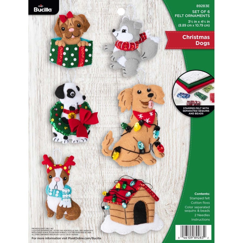 Bucilla Felt Ornament Kit Christmas Dogs