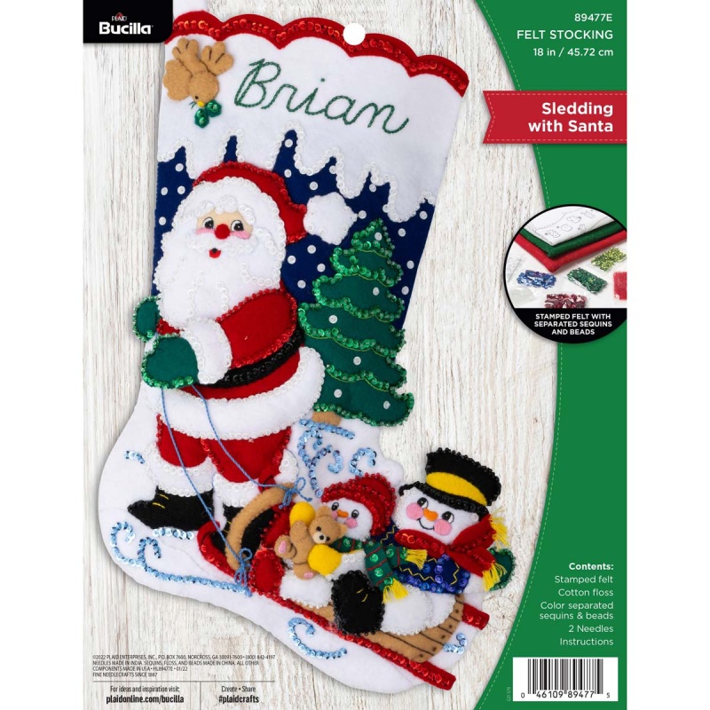 Bucilla Seasonal - Felt - Stocking Kits - Sledding With Santa