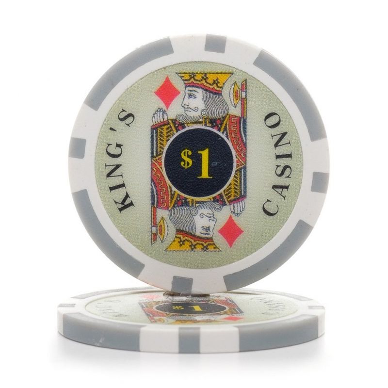 11.5 Gram Kings Poker Chips (25/Pkg) - White - $1
