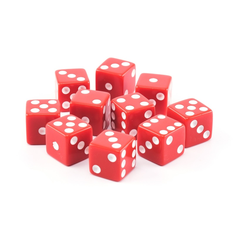 Economy Dice 5/8 Inch (16Mm) - 10 Pack Red