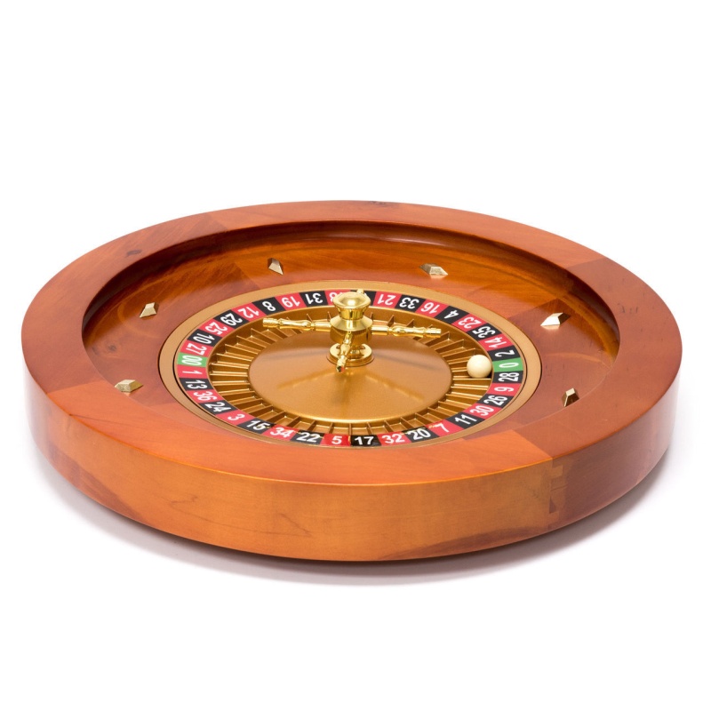 Roulette Wheel 18 Inch Satin Mahogany With Gold Finish Turret