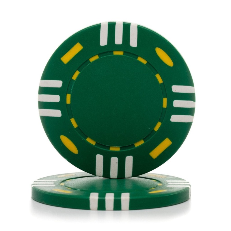 12 Gram Triple Striped (Tri Color) Poker Chips (25/Pkg) Green