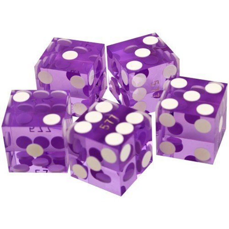 New Casino Dice Serialized 3/4 Inch - Set Of 5 Purple