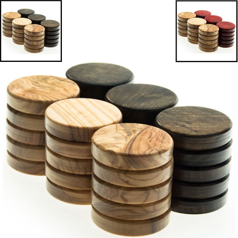 1" Olivewood Backgammon Checkers