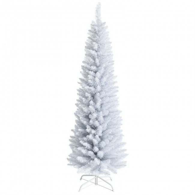 6 Feet Unlit Artificial Slim Pencil Christmas Tree With Metal Stand