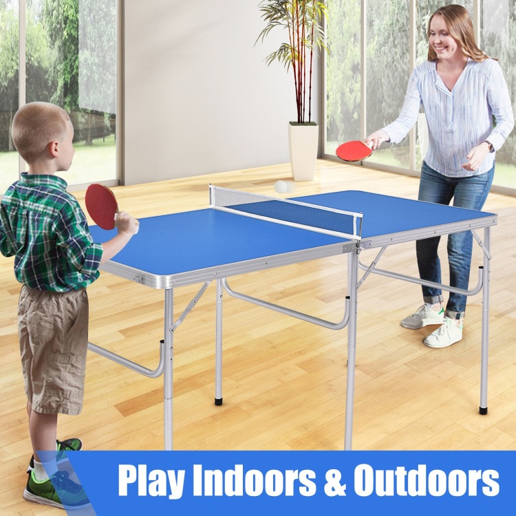 60 Inch Portable Tennis Ping Pong Folding Table With Accessories