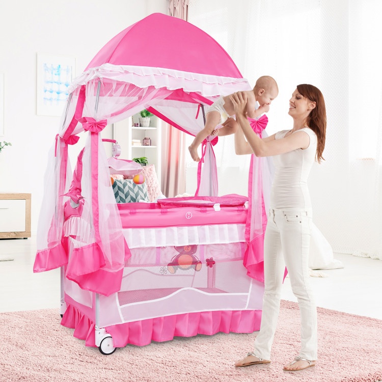 4-In-1 Portable Baby Playard With Carry Bag And Mosquito Net