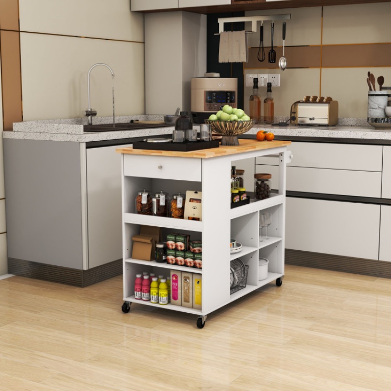 Costway White Kitchen Island Trolley Cart