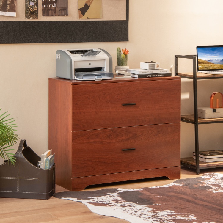 2-Drawer Lateral File Cabinet With Adjustable Bars For Home And Office-Walnut