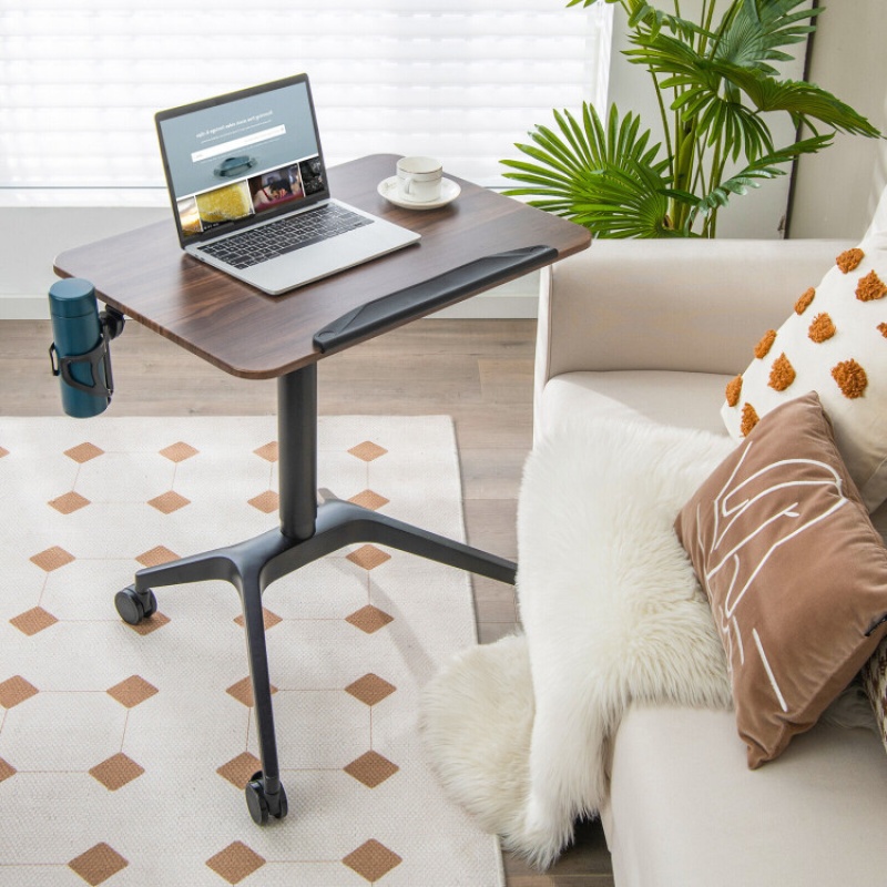 Pneumatic Standing Desk With Anti-Fall Baffle And Cup Holder