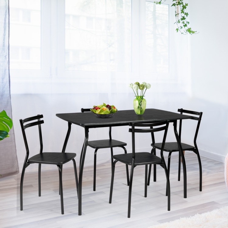 5 Pieces Dining Table Set With 4 Chairs And Backrests