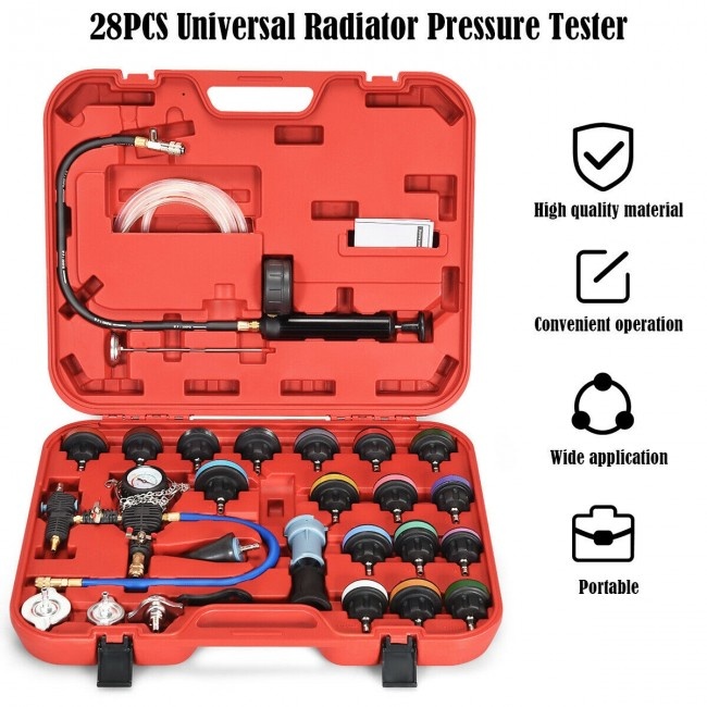 28 Pieces Pressure Tester Vacuum-Type Cooling System Refill Kit