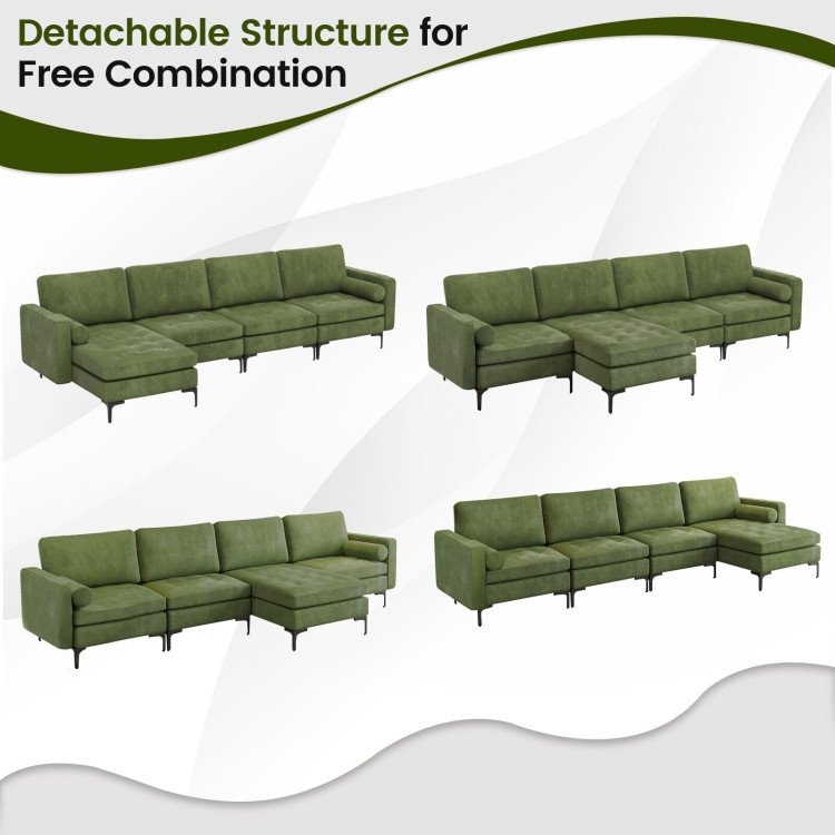 Modular L-Shaped 4-Seat Sectional Sofa With Reversible Chaise And 2 Usb Ports